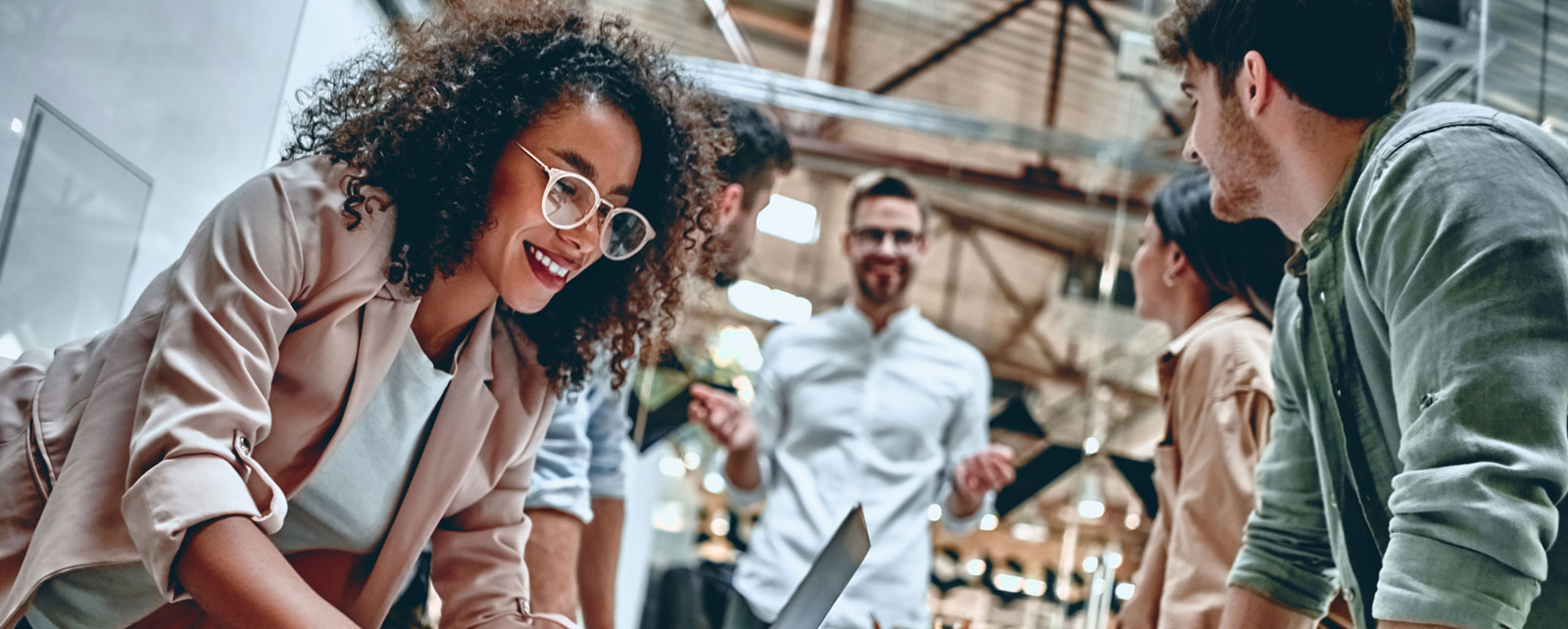 group of people in conversation